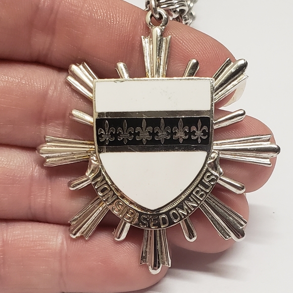 Unique White Enamel Le Fleur Shield Pendant Necklace - Picture 8 of 8